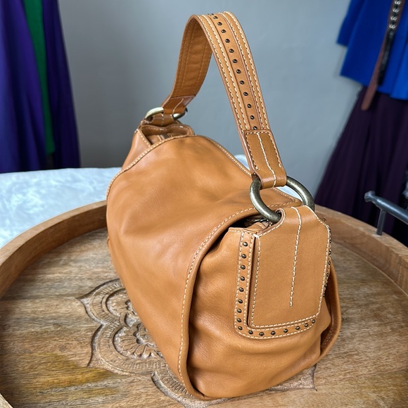 KENNETH COLE New York Camel Tan Leather Studded Bag - Picture 4 of 16